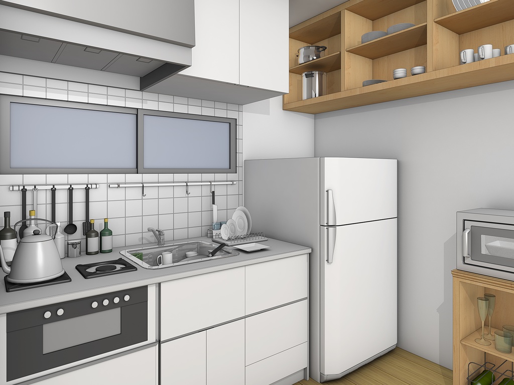イラスト背景フリー素材 一人暮らしキッチン アニメイラスト背景素材 Booth