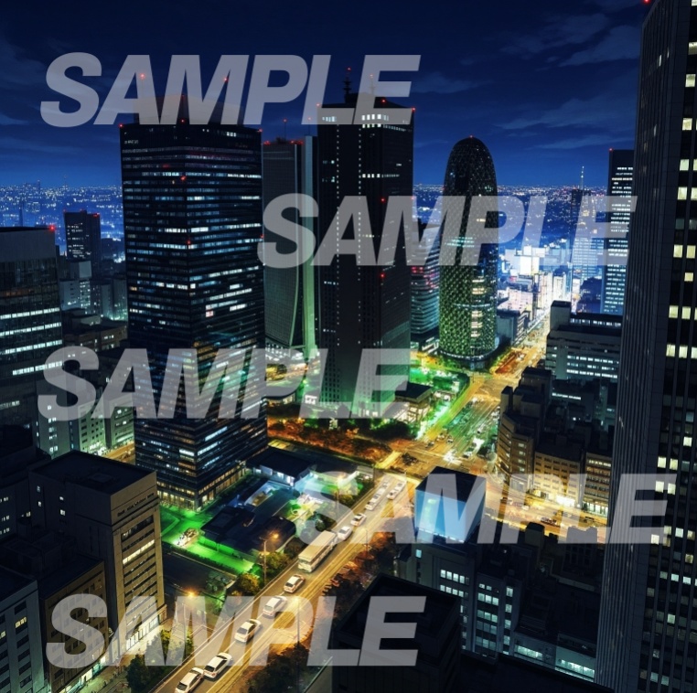 【イラスト背景素材】東京 新宿 夜景 高画質②　２枚セット