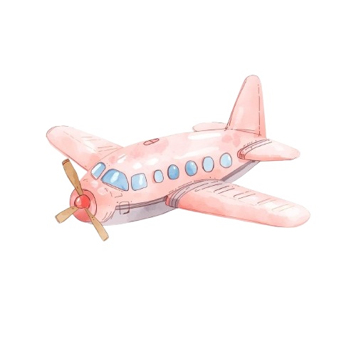 Clip Art【Travel Set】-1- 水彩画 クリップアート ピンク 旅行シリーズ