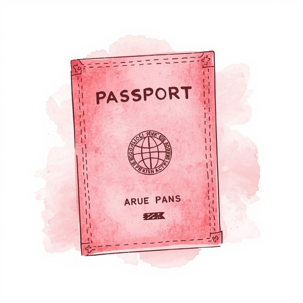 Clip Art【Travel Set】-1- 水彩画 クリップアート ピンク 旅行シリーズ