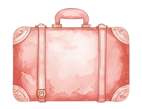 Clip Art【Travel Set】-1- 水彩画 クリップアート ピンク 旅行シリーズ