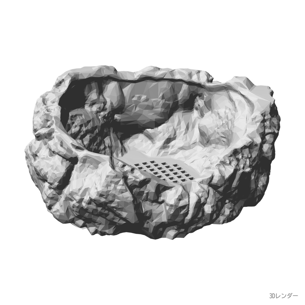 【3Dプリント用STL】溶岩石の植木鉢｜ごつごつした火山岩風の浅鉢 120mm・多肉植物向け