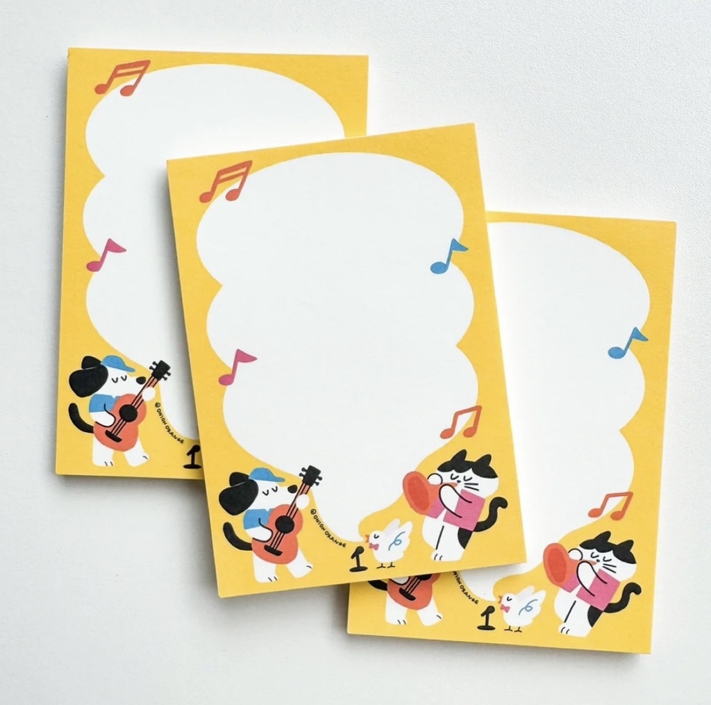 Onion Orange オリジナルデザイン付箋(3種) ねこ / いぬ / ペットミュージック