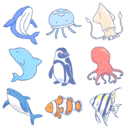 海の生き物イラストセット