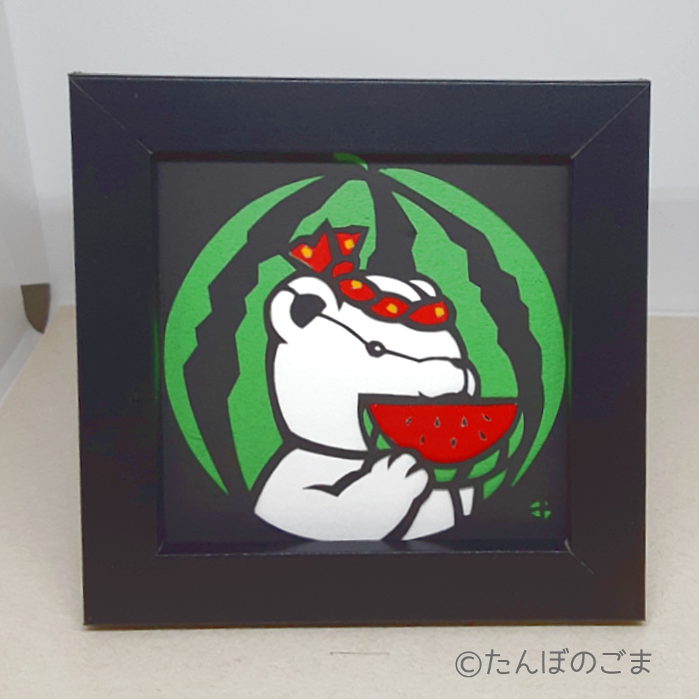 赤いスイカとくま黒枠
