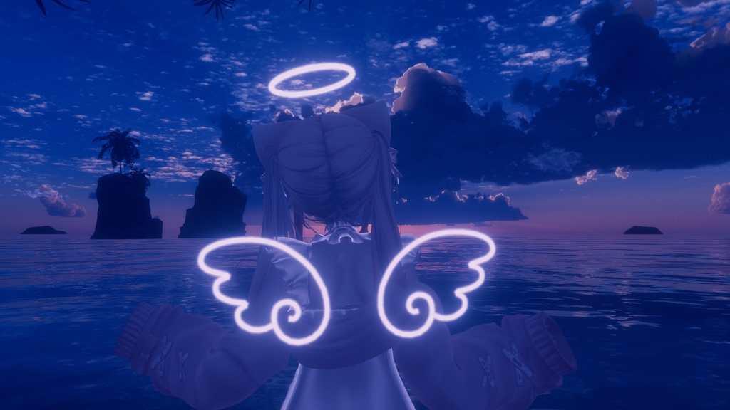 【ネオン風な天使の羽とヘイロー】AngelNeonWing【VRChat想定】