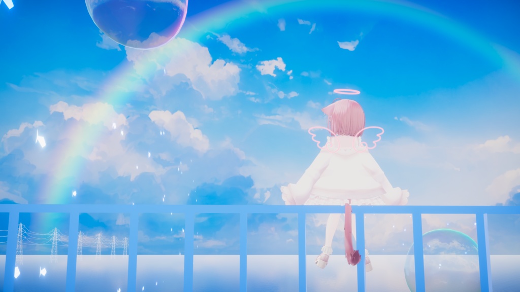 【ネオン風な天使の羽とヘイロー】AngelNeonWing【VRChat想定】