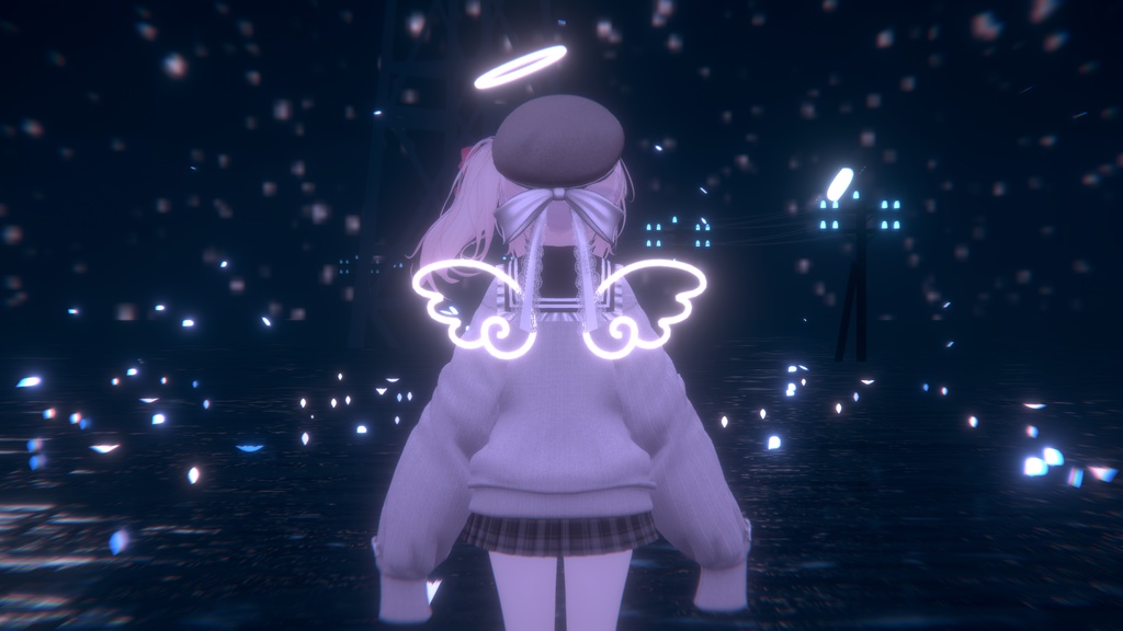 【ネオン風な天使の羽とヘイロー】AngelNeonWing【VRChat想定】