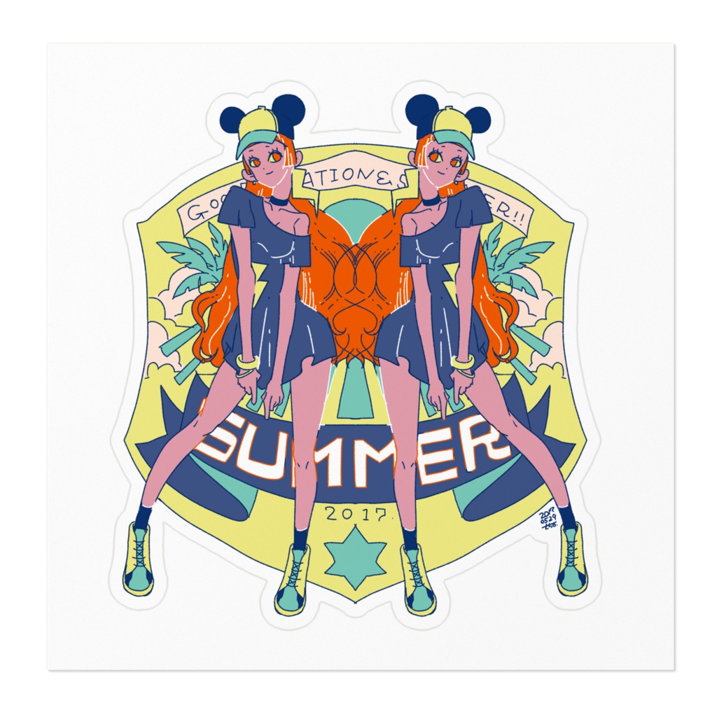 ゆめかわ夏ガールステッカー