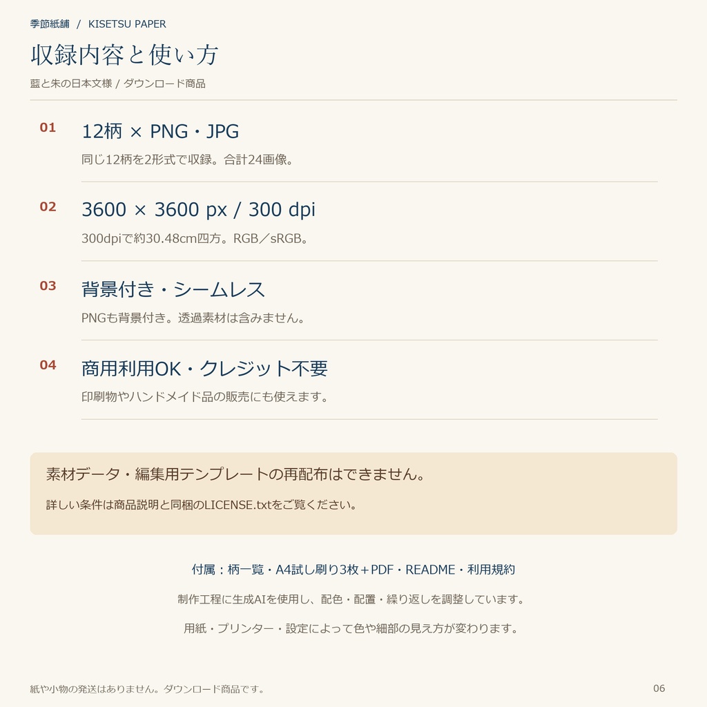 藍と朱の日本文様|デジタルペーパー12柄・商用利用OK・PNG/JPG