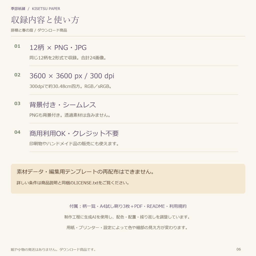 藤棚と春の庭|デジタルペーパー12柄・商用利用OK・PNG/JPG