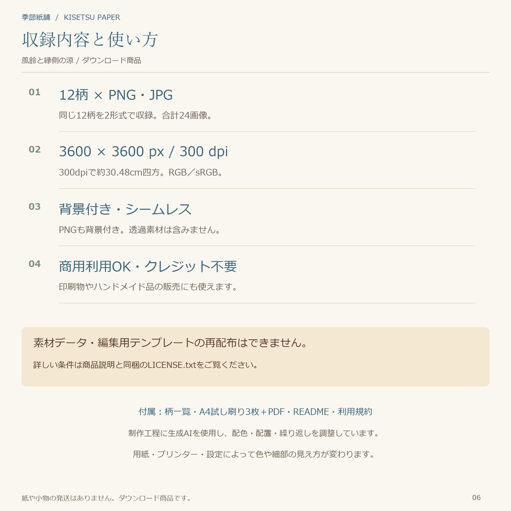 風鈴と縁側の涼|デジタルペーパー12柄・商用利用OK・PNG/JPG