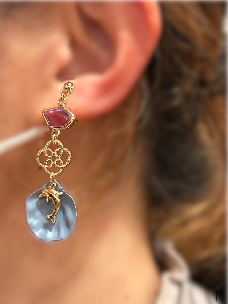 カカイルイメージ 青い貝がらイヤリング