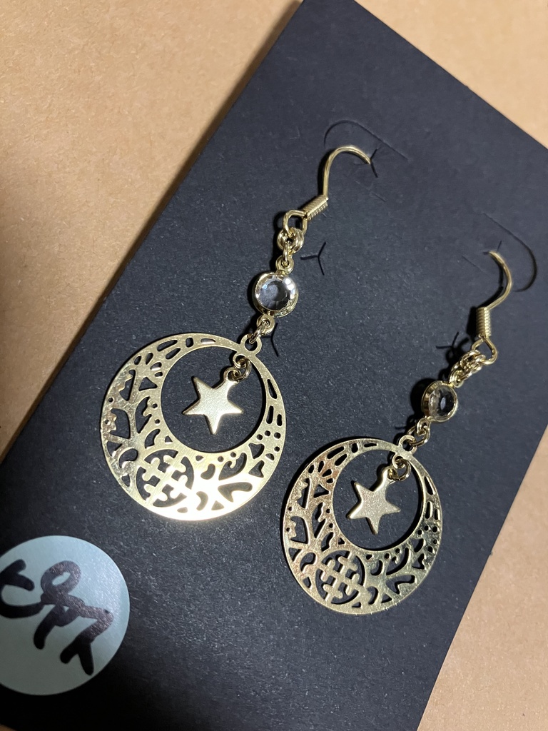 三日月とお星さまピアス