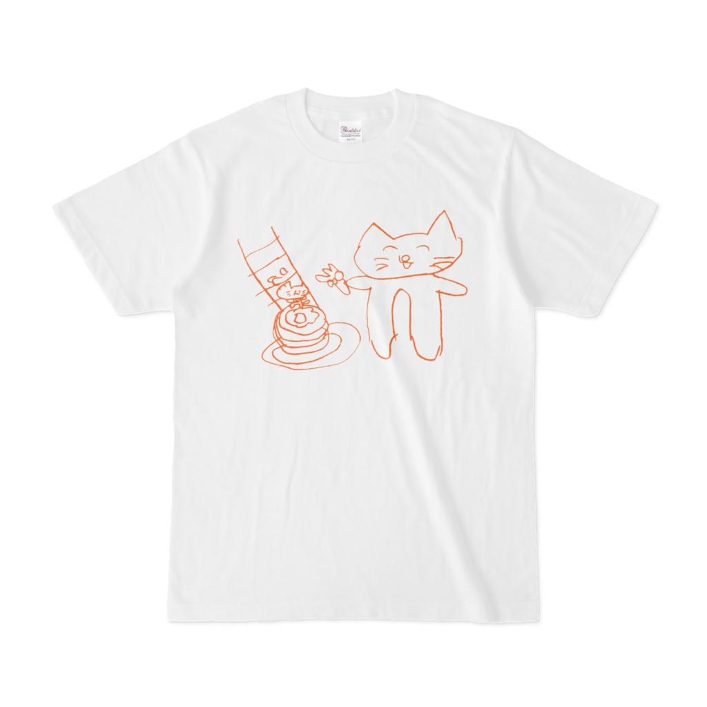 はじめてホットケーキにのるこねことみまもるおねえちゃんねこ