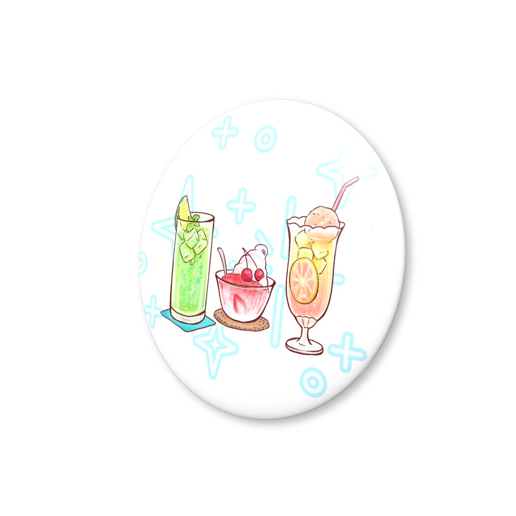 夏の冷たいもの缶バッジ