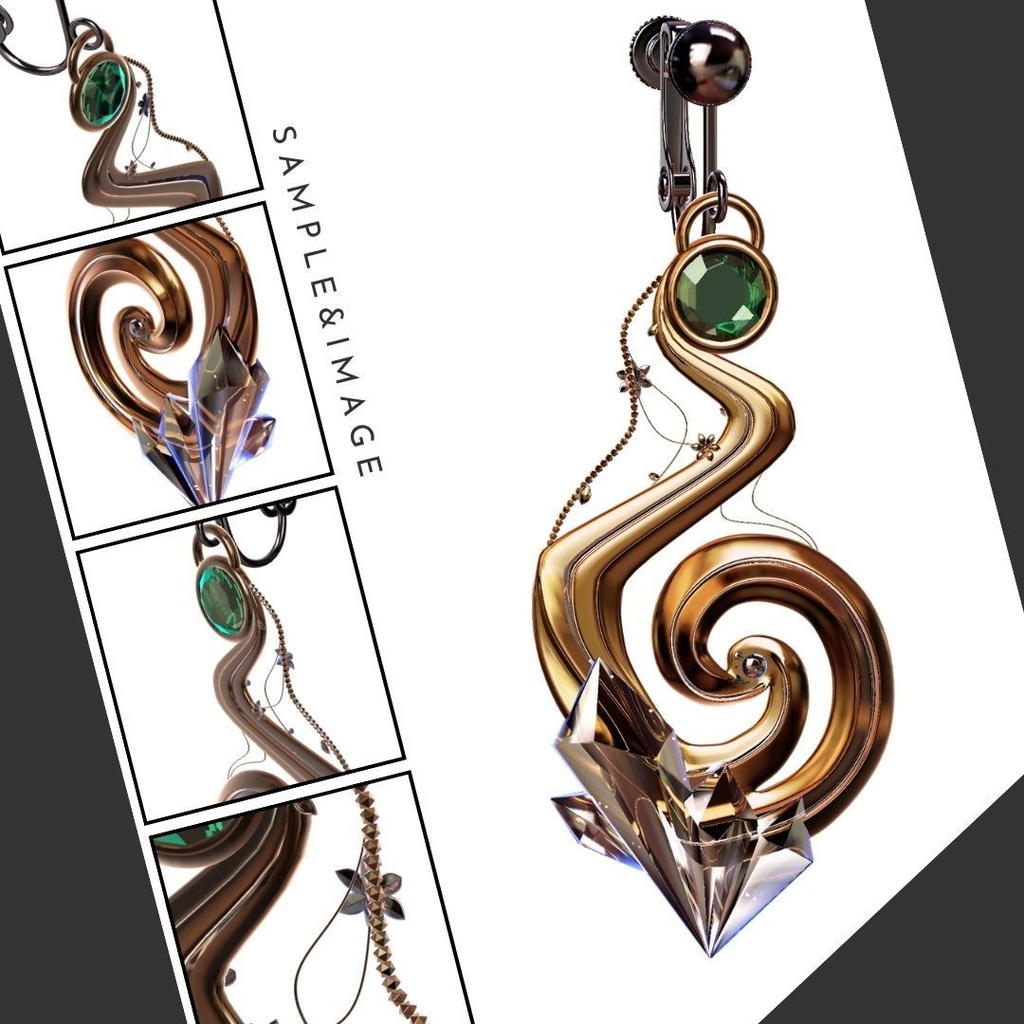 VRC想定 イヤリング 「WindStone」(Quest対応有)