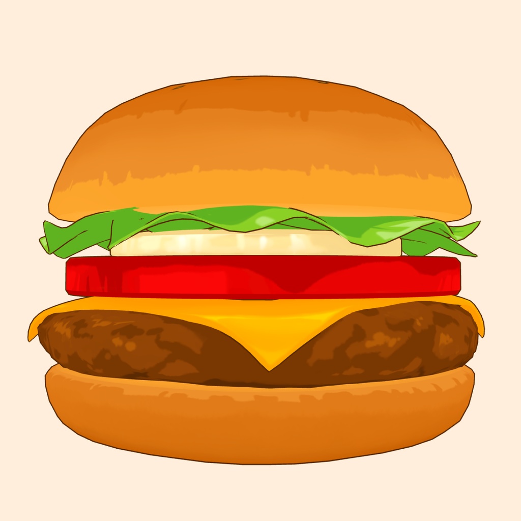 3Dハンバーガー&フライドポテト素材セット | Burger & French Fries 3D Props