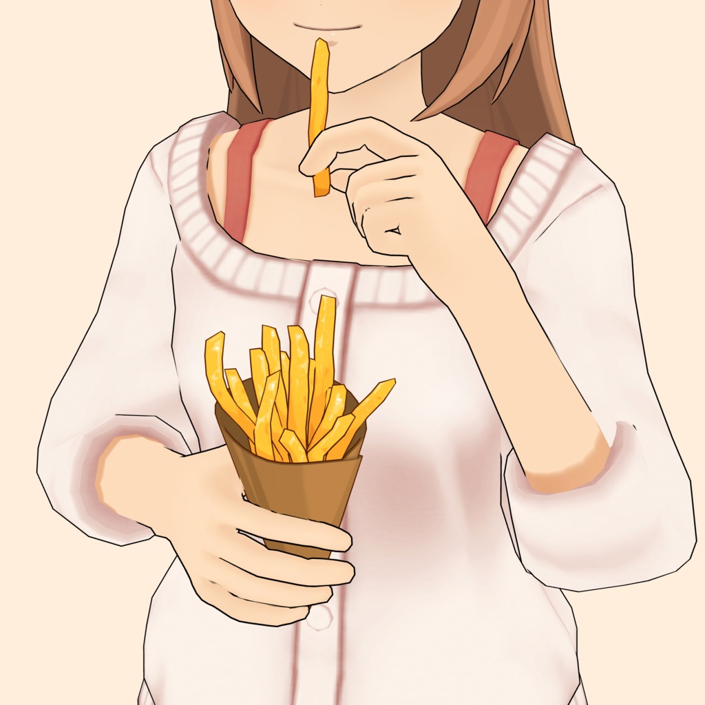 3Dハンバーガー&フライドポテト素材セット | Burger & French Fries 3D Props