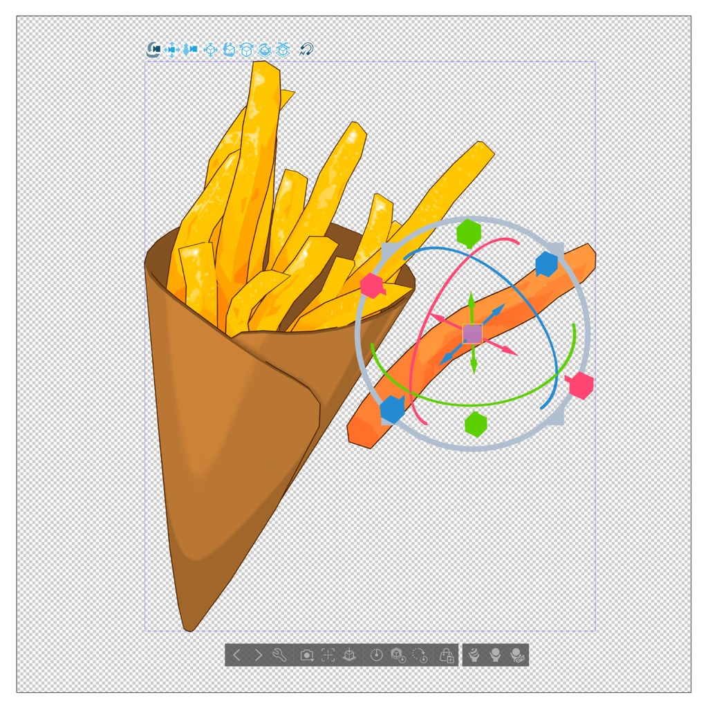 3Dハンバーガー&フライドポテト素材セット | Burger & French Fries 3D Props