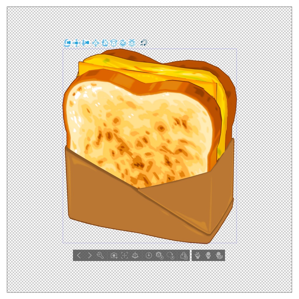 3Dエッグトースト素材 | Egg Toast 3D Prop