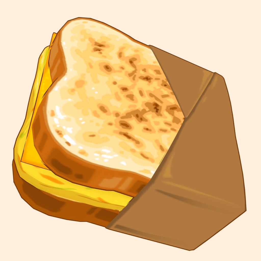 3Dエッグトースト素材 | Egg Toast 3D Prop