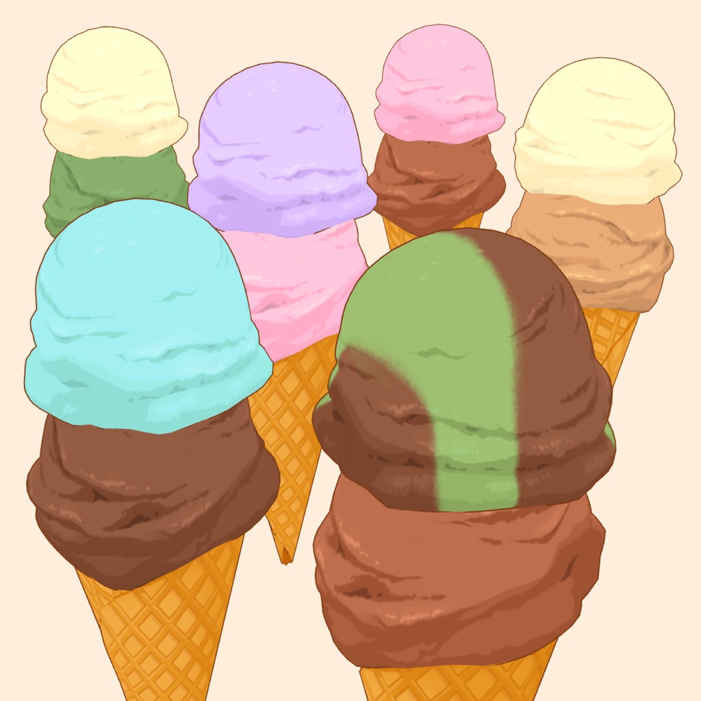 3Dアイスクリーム素材セット | Ice Cream 3D Props