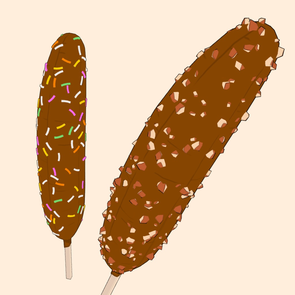 3Dチョコバナナ素材セット | Chocolate Banana 3D Props