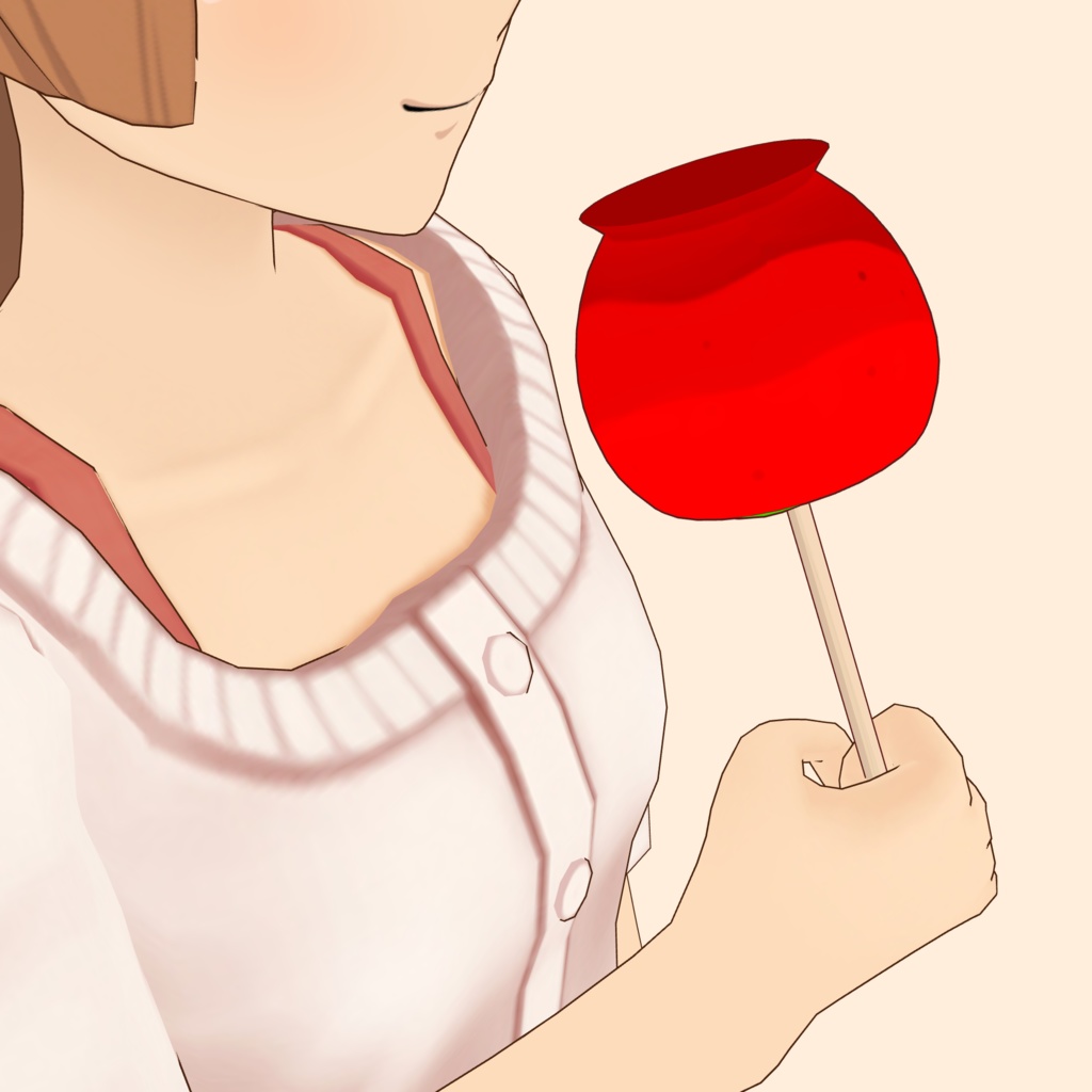 3Dりんご飴素材 | Candy Apple 3D Prop