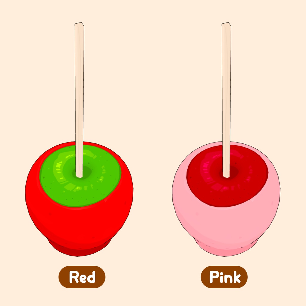 3Dりんご飴素材 | Candy Apple 3D Prop