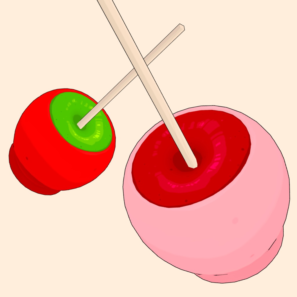 3Dりんご飴素材 | Candy Apple 3D Prop