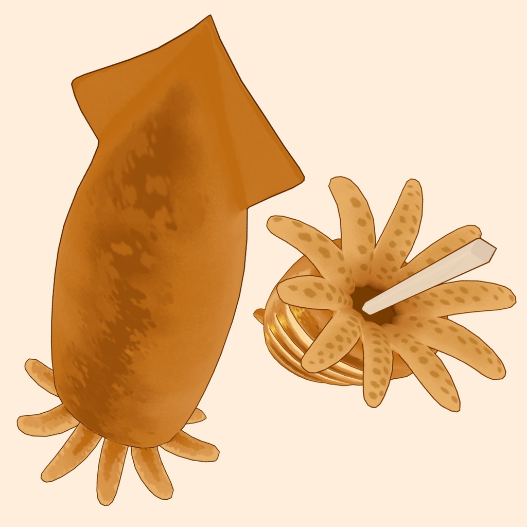 3D焼きイカ素材 | Grilled Squid 3D Prop