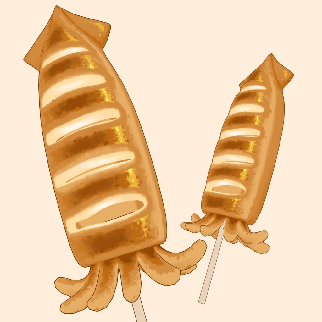 3D焼きイカ素材 | Grilled Squid 3D Prop