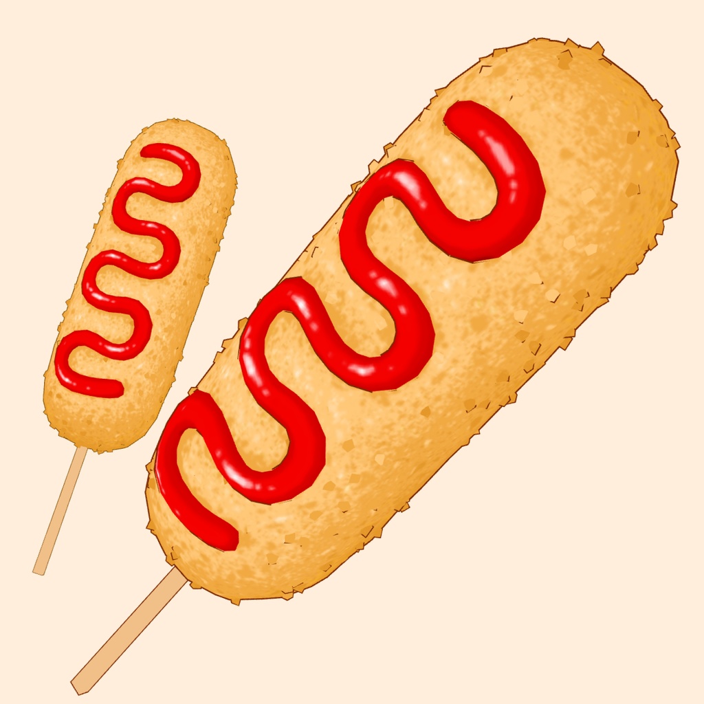 3Dアメリカンドッグ素材 | Corn Dog 3D Prop