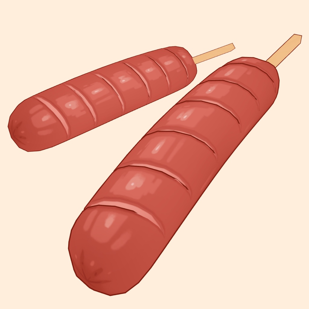 3Dおでんスティック&フランクフルト素材セット | Fish Cake & Sausage 3D Props