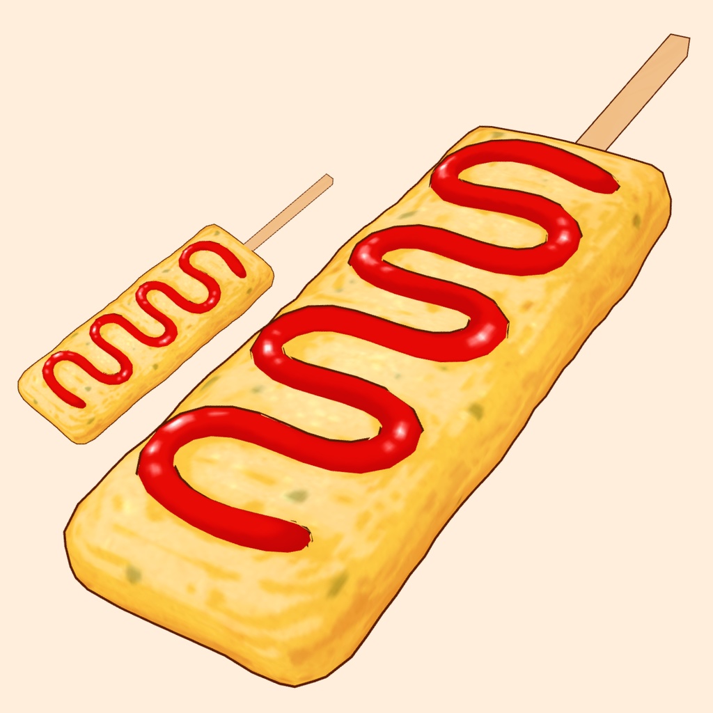 3Dおでんスティック&フランクフルト素材セット | Fish Cake & Sausage 3D Props