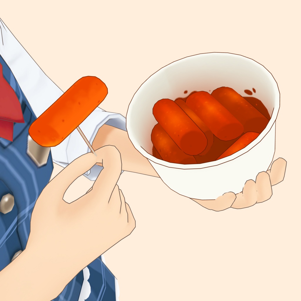 3Dトッポッキ素材 | Tteokbokki 3D Prop