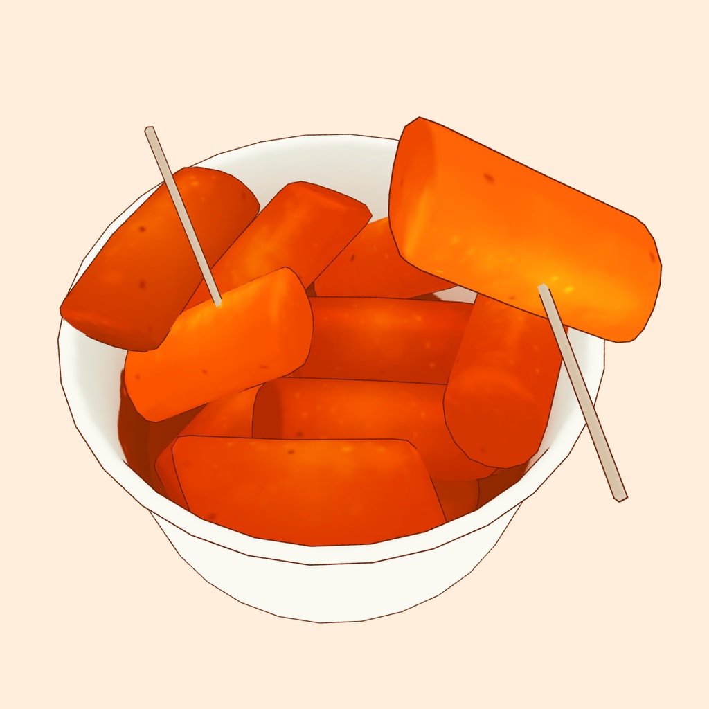 3Dトッポッキ素材 | Tteokbokki 3D Prop