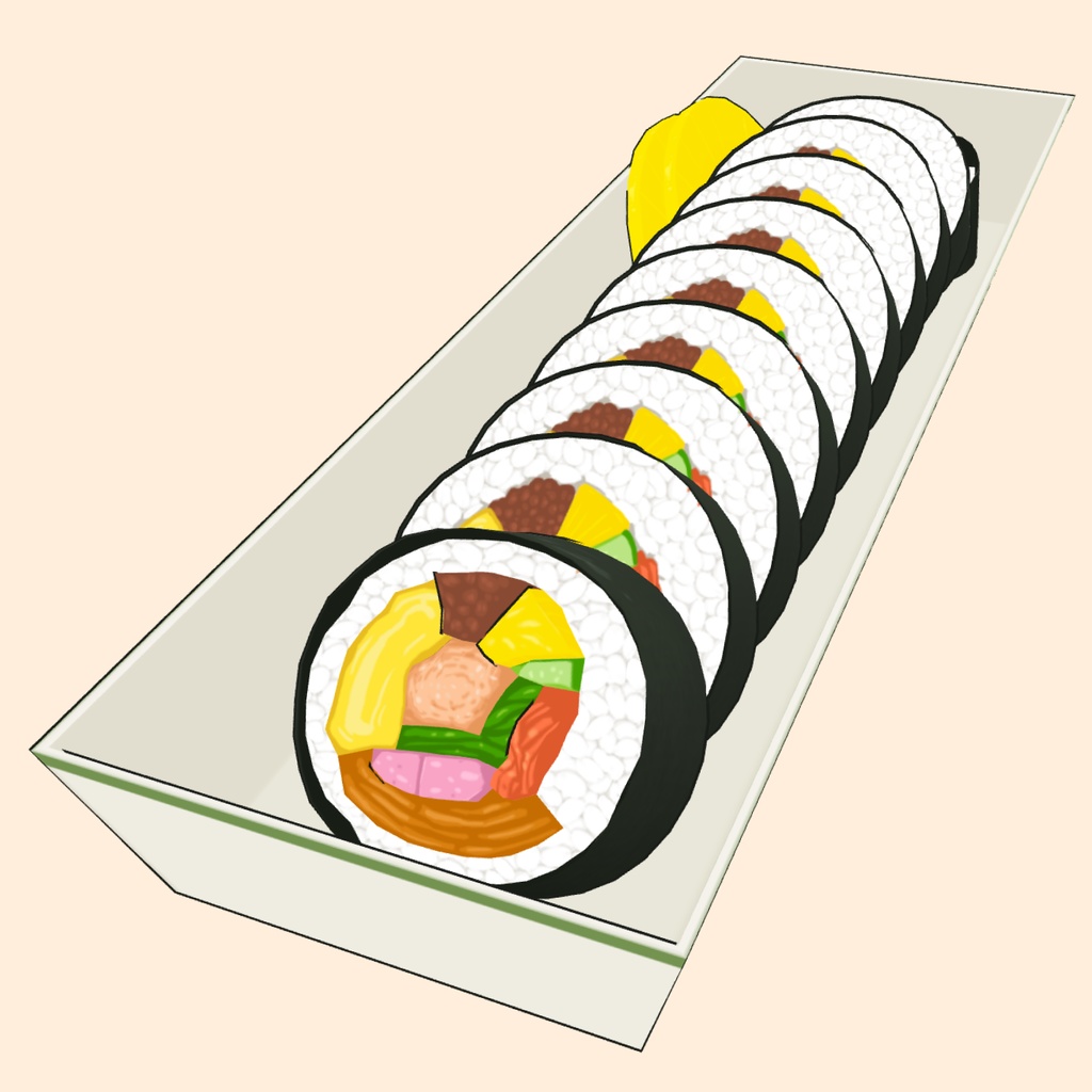 3Dキムパプ(キンパ)素材 | Kimbap 3D Prop