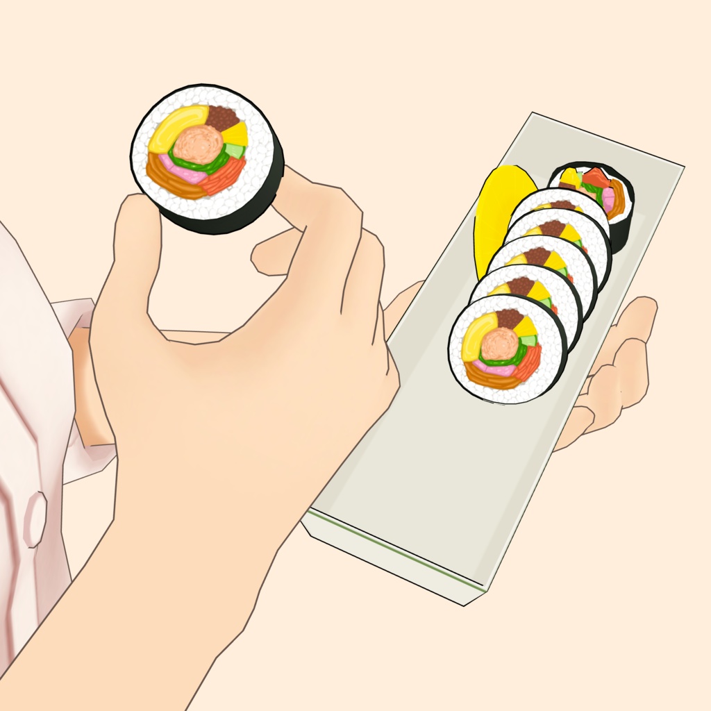 3Dキムパプ(キンパ)素材 | Kimbap 3D Prop