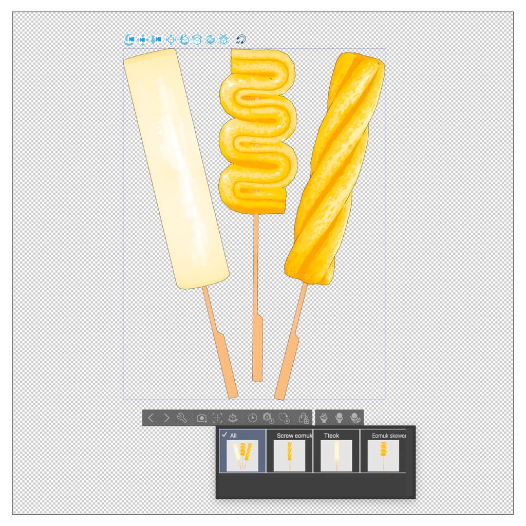 3D韓国おでん串素材セット | Eomuk Set 3D Props