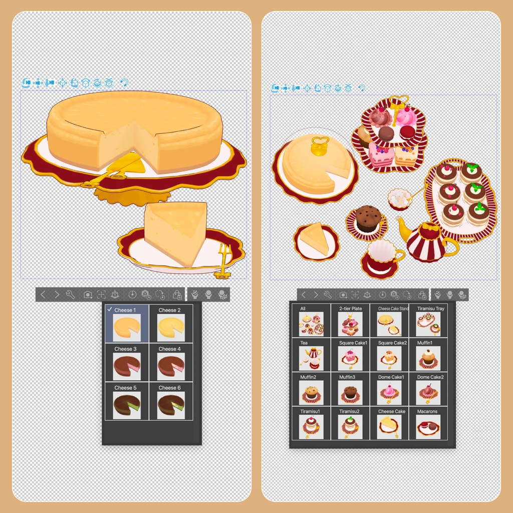 デザート スイーツ・お菓子・ケーキ 3D素材セット | Dessert 3D Set (CLIP STUDIO, SketchUp)