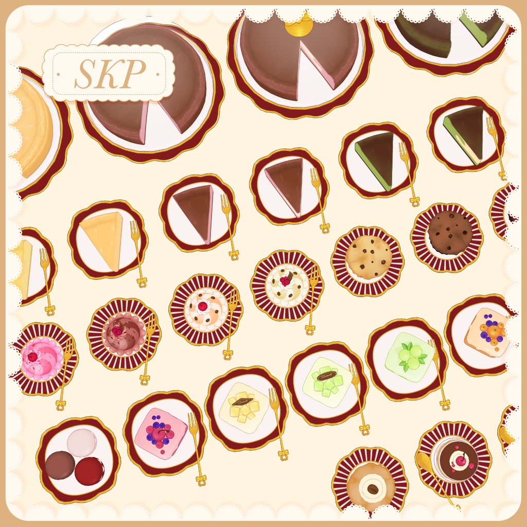 デザート スイーツ・お菓子・ケーキ 3D素材セット | Dessert 3D Set (CLIP STUDIO, SketchUp)