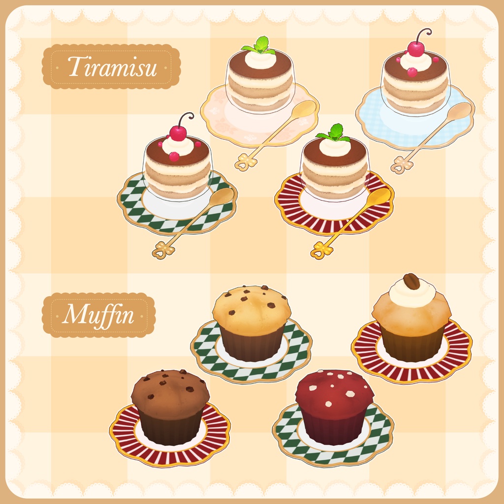 デザート スイーツ・お菓子・ケーキ 3D素材セット | Dessert 3D Set (CLIP STUDIO, SketchUp)