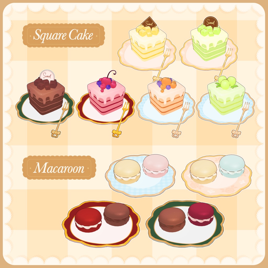 デザート スイーツ・お菓子・ケーキ 3D素材セット | Dessert 3D Set (CLIP STUDIO, SketchUp)