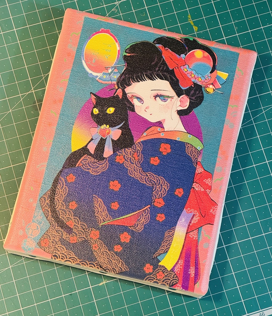 F0ミニキャンバスプリント「黒猫」