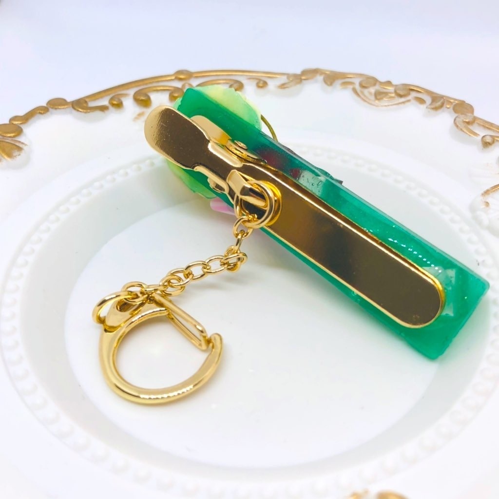 メロンソーダのキークリップ キーホルダー