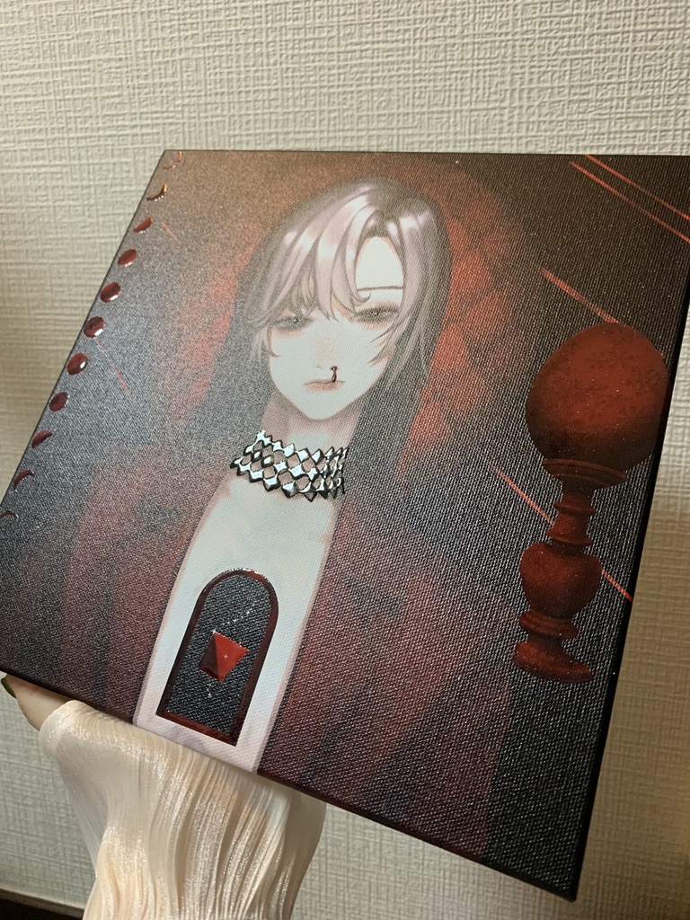 キャンバスプリント赤(グロス手加筆あり)