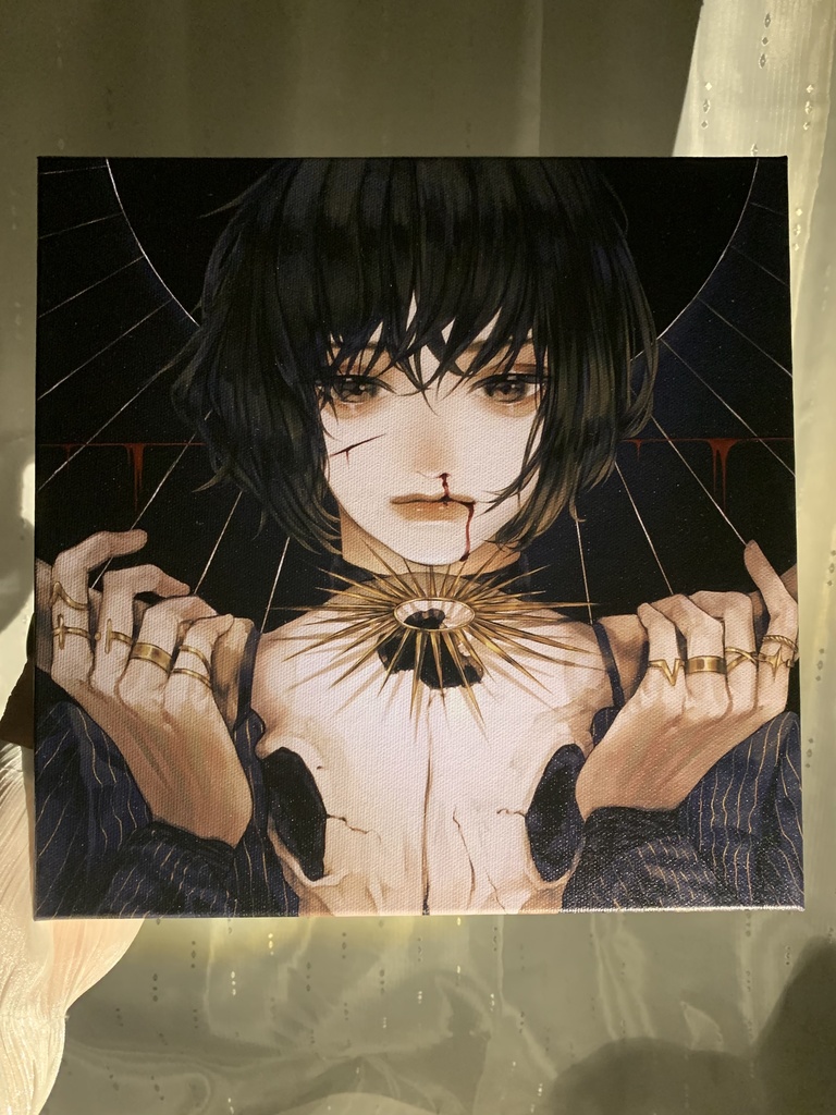 キャンパスプリント青(グロス手加筆あり)