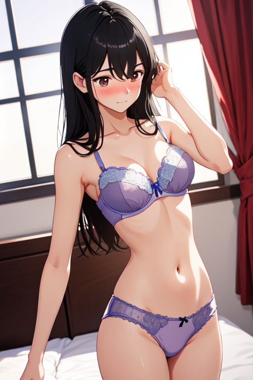 彩り下着姿～ロングヘア 恥ずかしい～